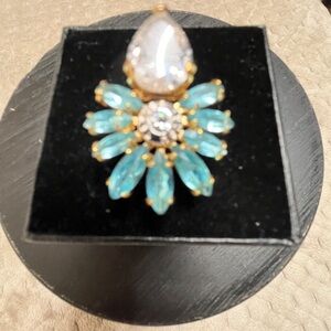 Henri Bendel Gold and Blue Brooch